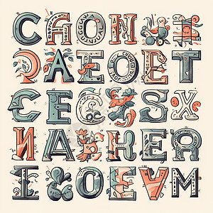扁平复古创意字母图片