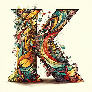 设计感字母K创意绘画背景图片
