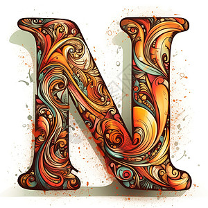 酷炫字母设计感字母N创意设计插画