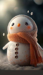 冬天可爱复古3D雪人模型背景图片