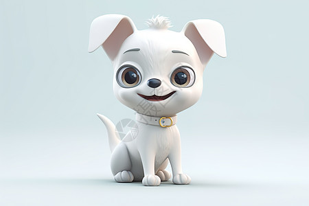 可爱的白色大耳朵小狗背景图片