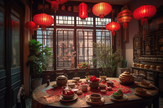 中式餐桌图片