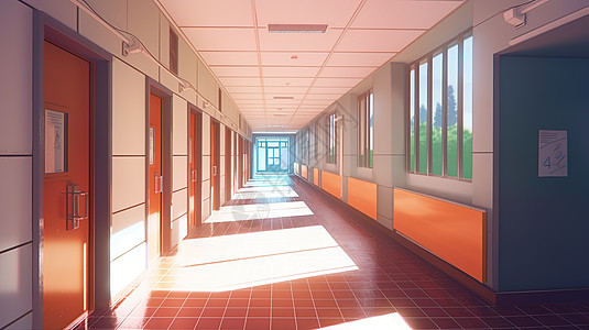 明亮的教室走廊数字艺术图片