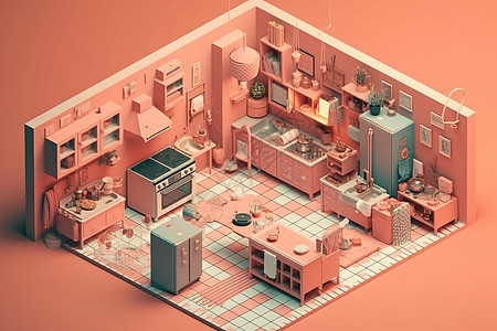 粉色公寓模型图片