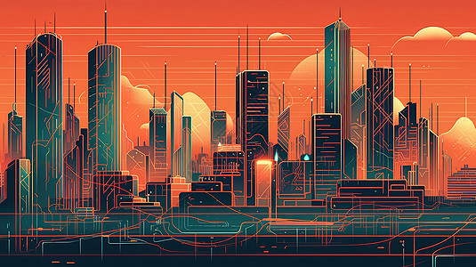 抽象城市动画背景图片