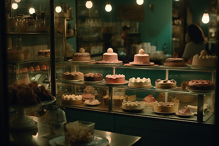 手绘蛋糕店背景图片