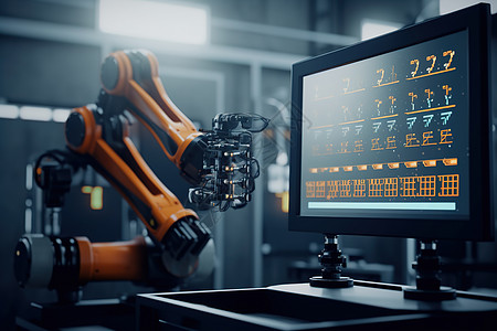 自动化机械臂机在智能工厂背景图片