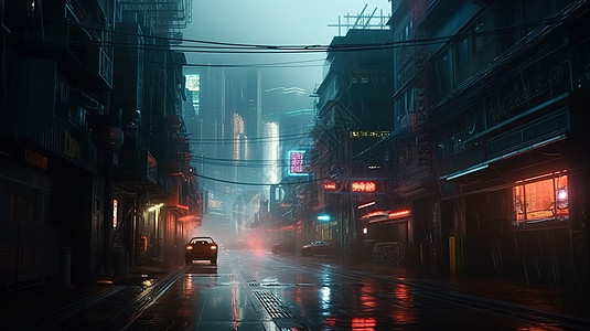 雨后黑夜的街道图片