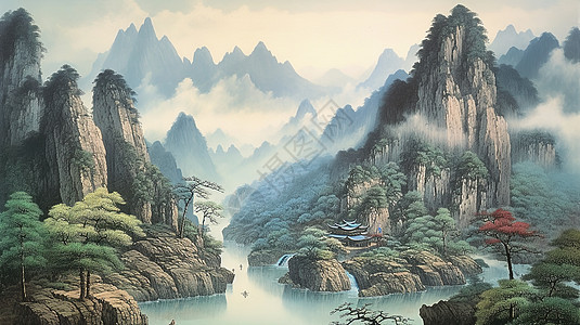 山水画里的风景图片