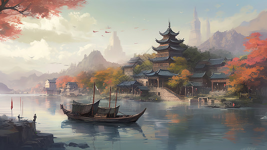 中古国风风景图片