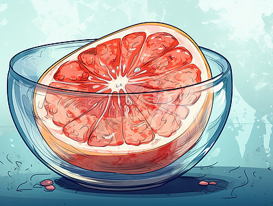 动漫葡萄柚在玻璃碗里图片