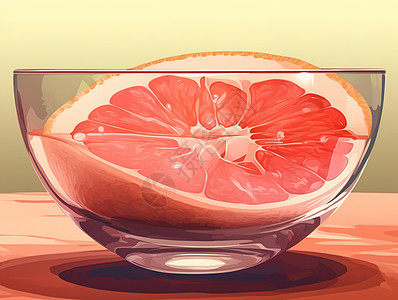 葡萄柚在玻璃碗里图片
