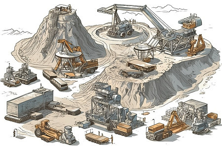 石矿场插画图片