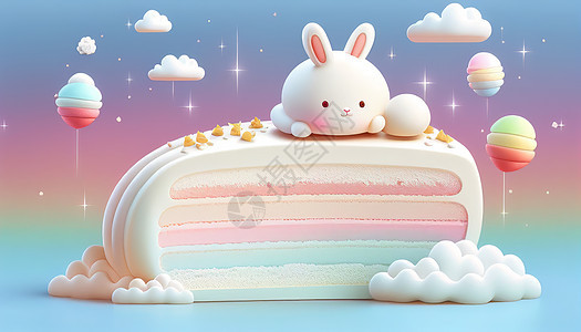 可爱兔子动物创意蛋糕图片
