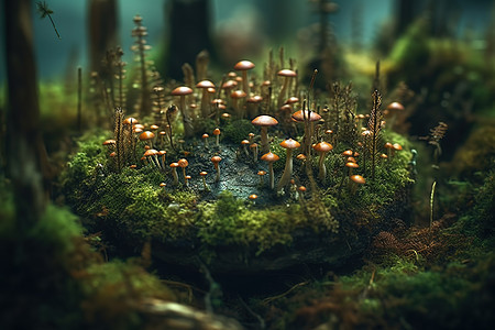 草地上小蘑菇图片