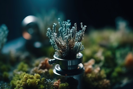水下铁罐子里的小珊瑚图片