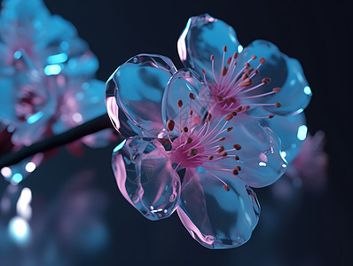 玻璃质感的樱花特写图片