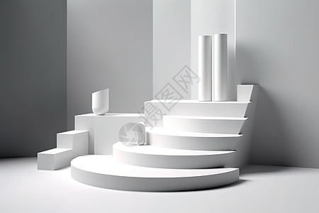 白色楼梯风格展示台图片