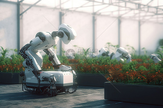 未来科技机器人现代种植基地采摘蔬菜图片