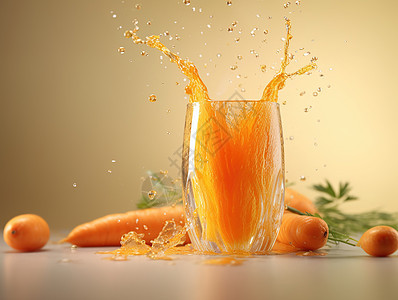 胡萝卜汁倒入玻璃杯背景图片