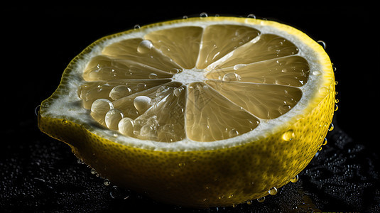 切开的柠檬和水滴无缝背景图片