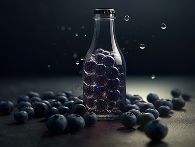 瓶子里装满蓝莓肉图片