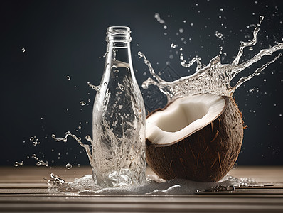 椰汁和玻璃破瓶子数字艺术图片