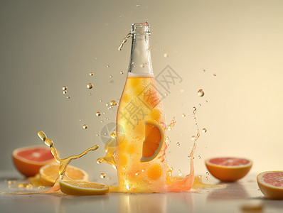 玻璃瓶橙汁和背景图片