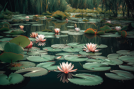池塘里的美丽睡莲图片