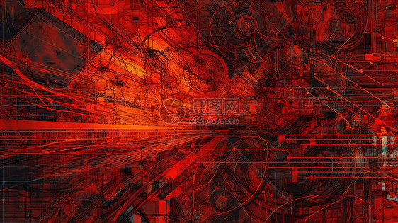 抽象红色未来计算机概念图片