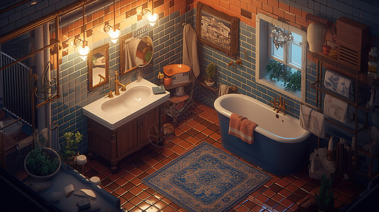 清洁瓷砖温馨的浴室插画