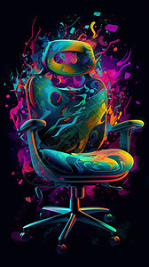 一个带彩色图的椅子背景图片