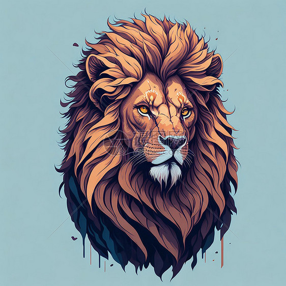 凶猛的狮子插画图片