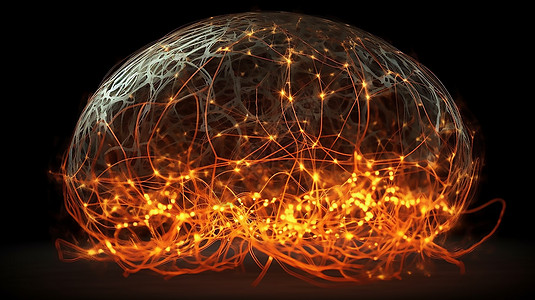 人工智能金色量子科技大脑图片