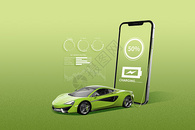 绿色新能源创意汽车手机图片