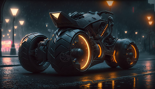黑色机械科幻摩托车图片