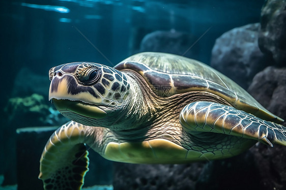 大海中遨游的海龟图片