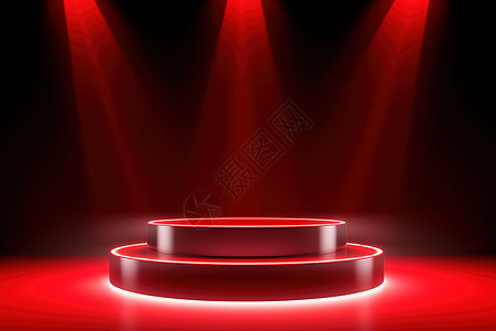 亮着红色灯光的舞台背景图片