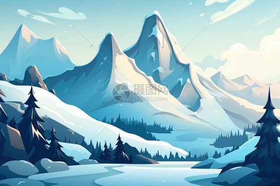 2D雪山背景图片