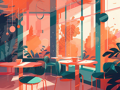 明亮的红色咖啡馆图片