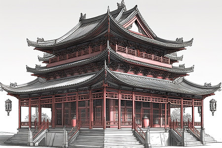 中国古风建筑图片背景图片
