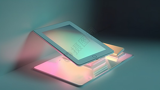 发光的平板电脑背景图片