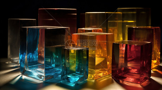 彩色透明玻璃方块图片