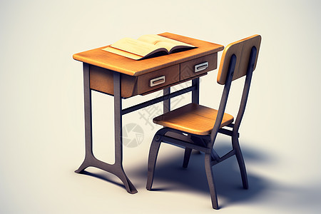 学校的桌椅模型图片