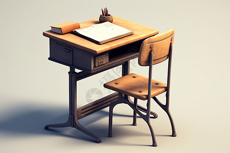 3D学校的桌椅图片