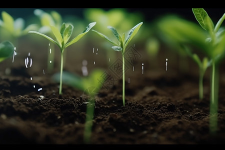 绿色农田里的植物苗图片