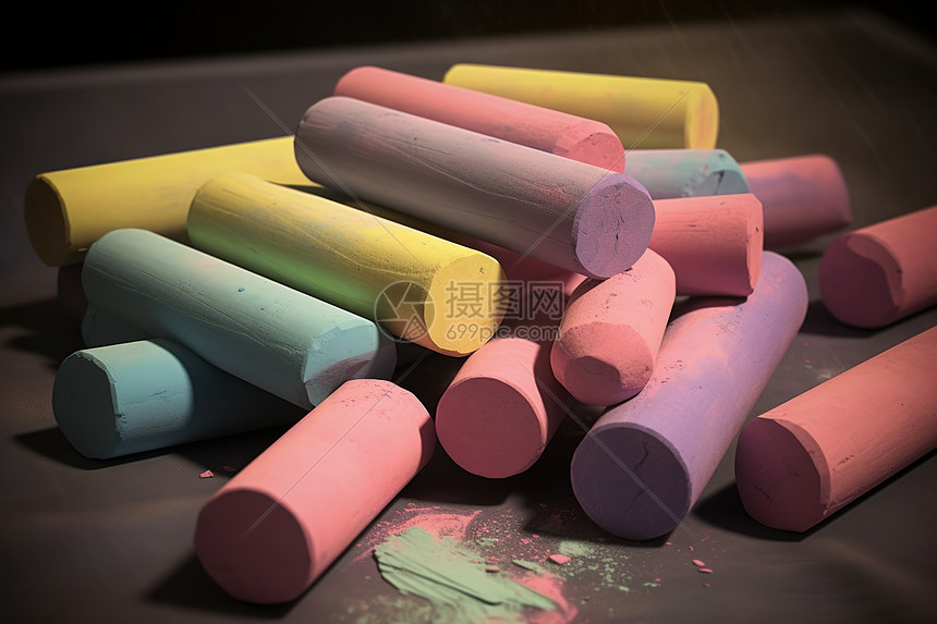 一堆彩色粉笔插画图片下载-正版图片402457725-摄图网
