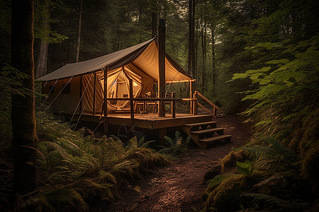 帐篷在树林里图片