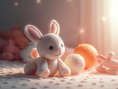 粉色兔子玩偶图片