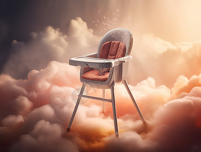 云朵上的婴儿餐椅图片